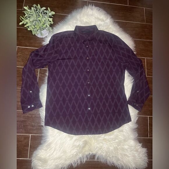 Perry Ellis Burgundy Longsleeved button down sz XL - Picture 1 of 6